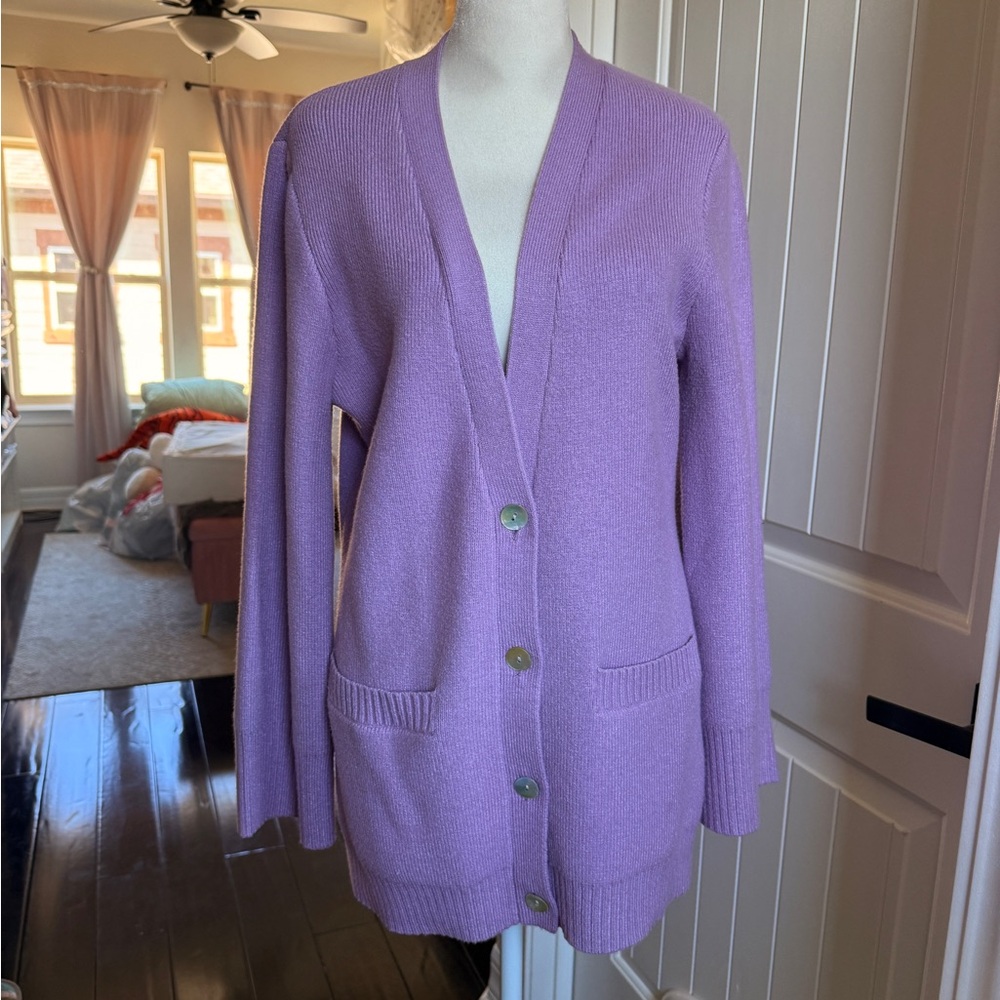 MarlaWynne Lavender Cardigan Boyfriend Sweater